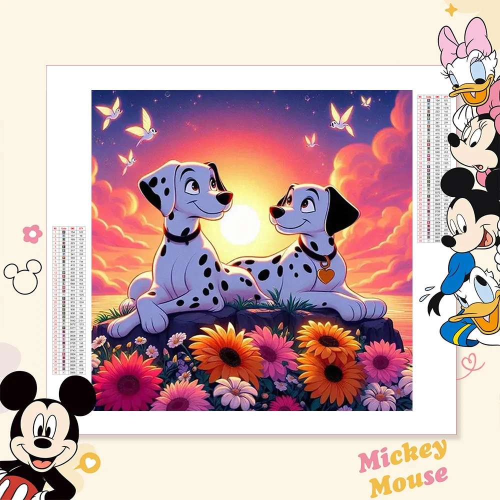 Алмазная вышивка сделай сам из мультфильма Disney сто далматинцев мозаика с цветами