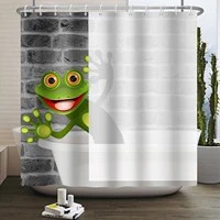 funny frog cartoon shower curtain sets leaf animal creative children bathroom decor waterproof fabric home hooks bath curtains