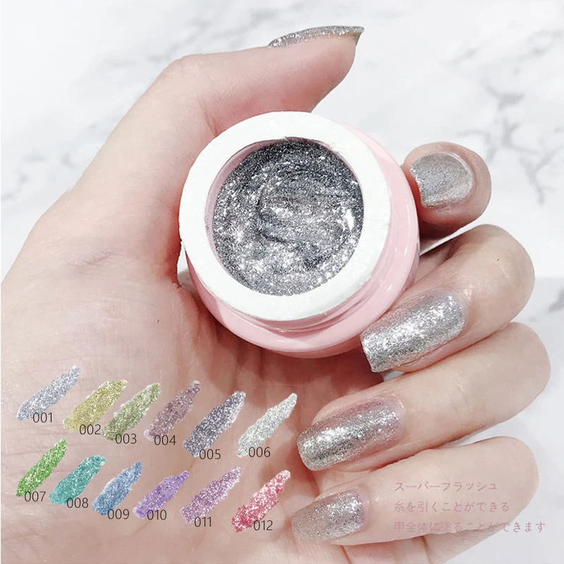 

2pcs 4ml Super Sparkling Gel Nail Polish Reflective Glitter Gel Semi Permanent Nail Art Varnish For Manicures Need Base Top Coat