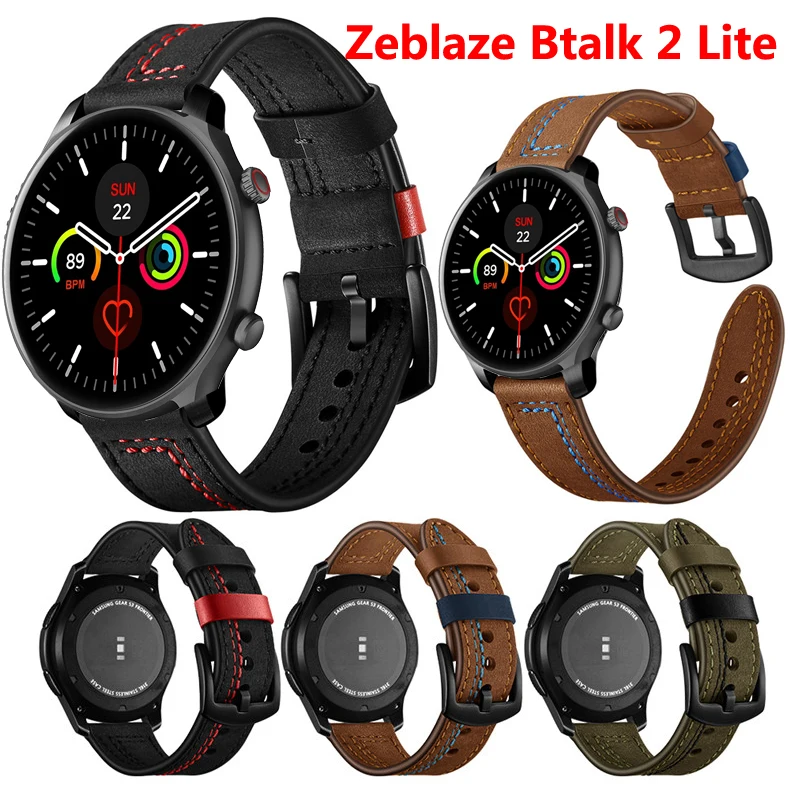 

Quick Release Leather Watchbands for Zeblaze Btalk 2 Lite Stratos 3 Casual Belt Smart Watch Strap Soft Bracelet Wrist Watch Band