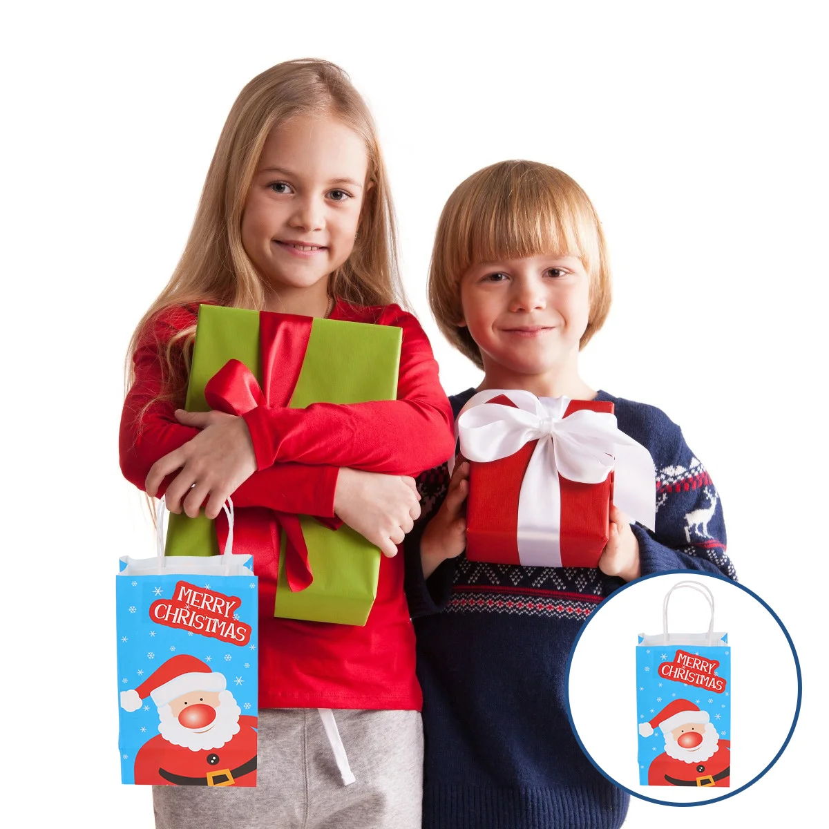 24 Hand Tote Kraft Paper Bag Christmas Bag Festival Bag for Decor Candy Gift