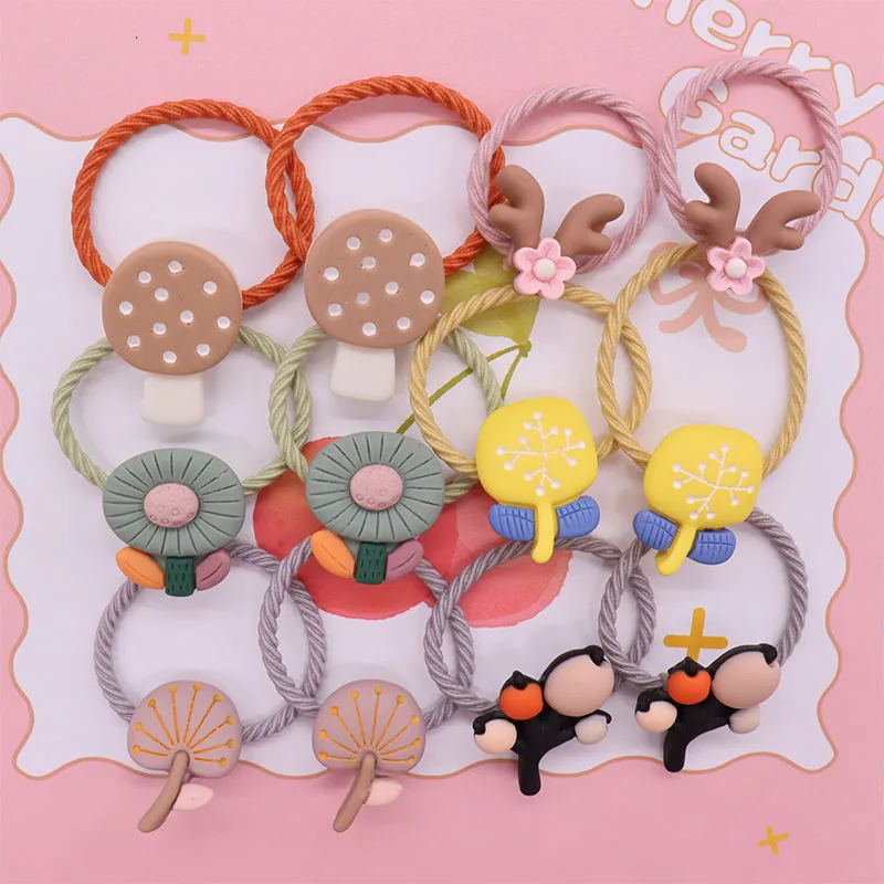 

2 шт., резинки для волос с цветами, рогами, листьями