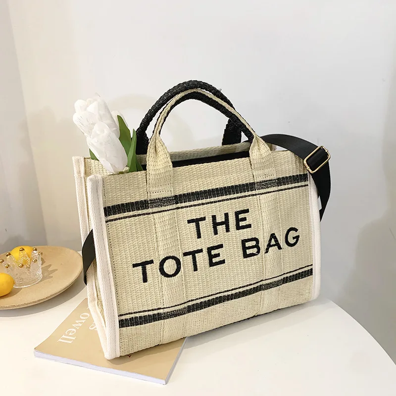 

Fashion Straw Tote Bag Designer Woven Women Handbags Summer Beach Shoulder Crossbody Bags Bali Big Shoppe Purses