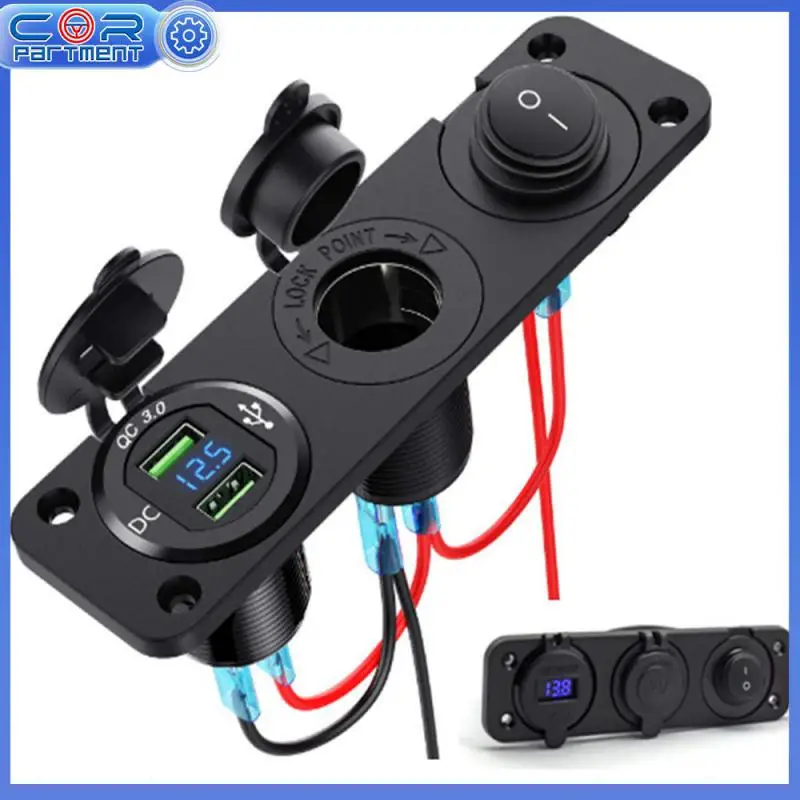 

Dual QC3.0 Cigarette Lighter Socket Splitter Waterproof 12V Dual USB Charger Power Adapter Outlet Panel Dual USB Ports Voltmeter