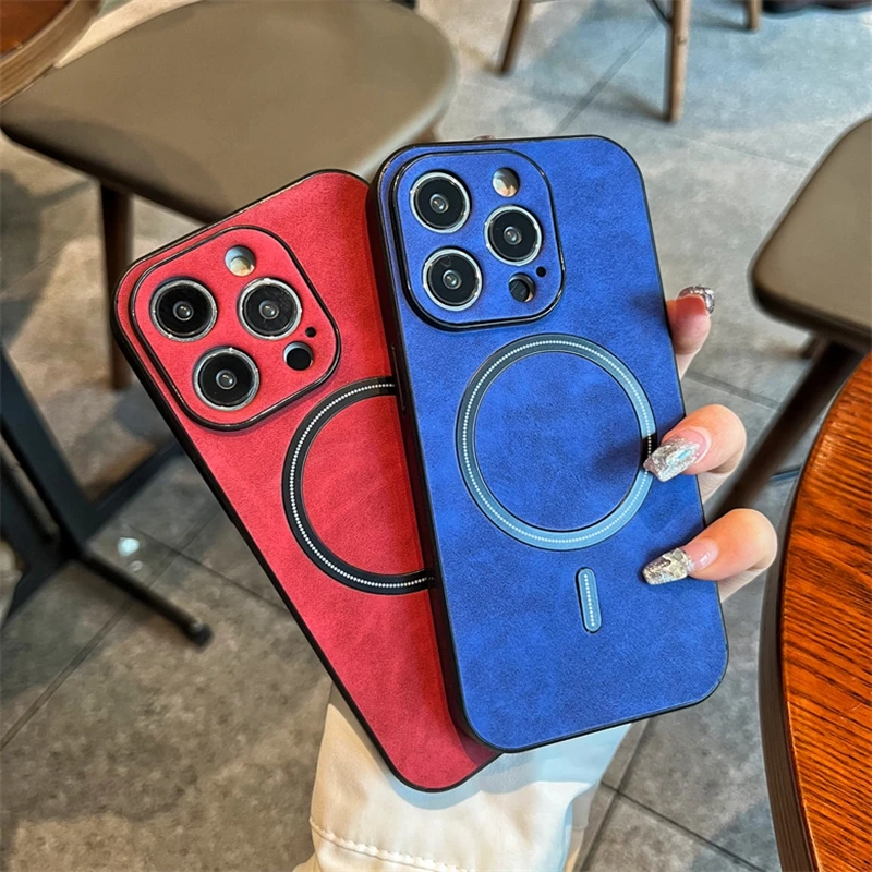 

Luxury Wireless Charging Magnetic Cortex Case For iPhone 14 13 12 11 Pro Max Plus X Xs XR Magnetic Bumper Shockproof Cases Cover