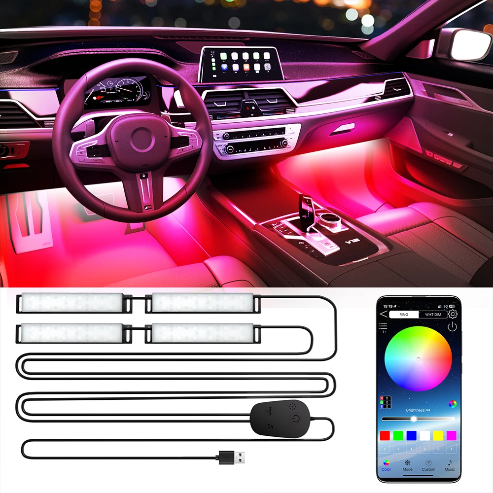 USB неоновые декоративные лампы для салона автомобиля полоски атмосферные огни