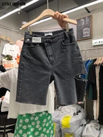 summer fashion vintage black grey high waist hole jeans shorts oversize casual slim blue straight pantalones vaqueros mujer wild