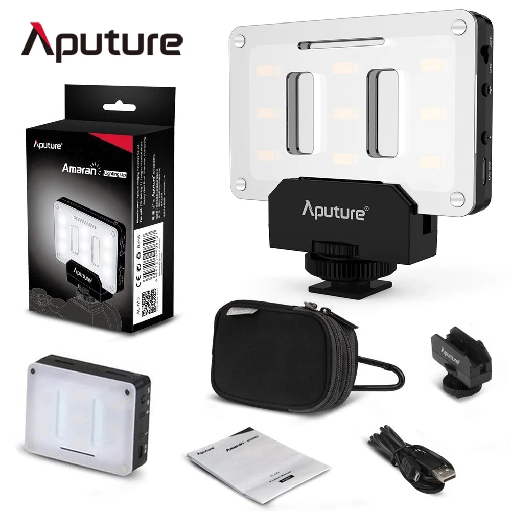 

Aputure Amaran AL-M9 LED Video Light TLCI/CRI 95+ On-Camera Fill Light 9pcs SMD Lights Pocket Sized LED Lighting For Canon