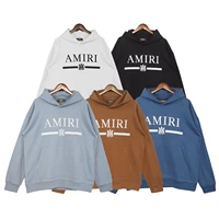 amiri 22ss high street popular european and american street hip hop print casual loose hooded sweater