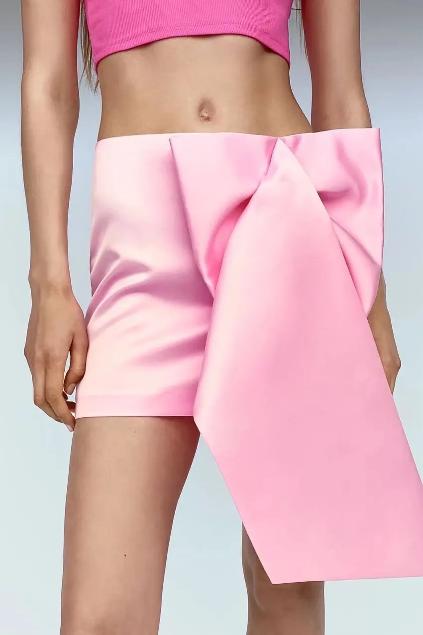 

Spring and Summer High Street New Women's Above Knee Station Large Bow Fashion Mini Skirt