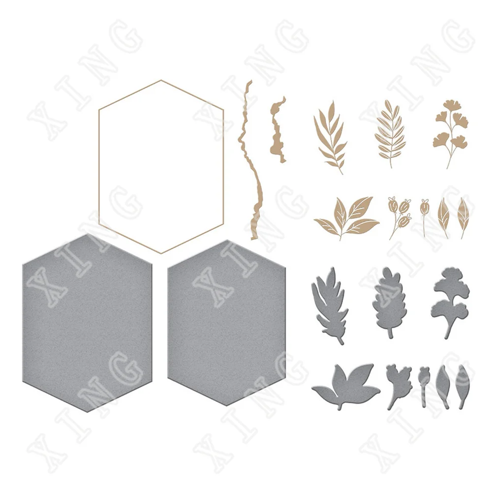 

2022 New Geo Foliage Glimmer Solid Hot Foil Plate Scrapbook Diary Decoration Stencil Embossing Template Diy Greeting Card Make