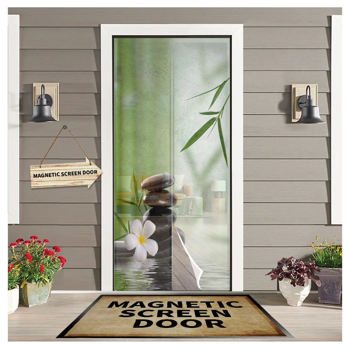 

Бамбуковые лепестки камень Лето магнитный экран дверная занавеска s москитная сетка дверная занавеска для фотоэкрана s