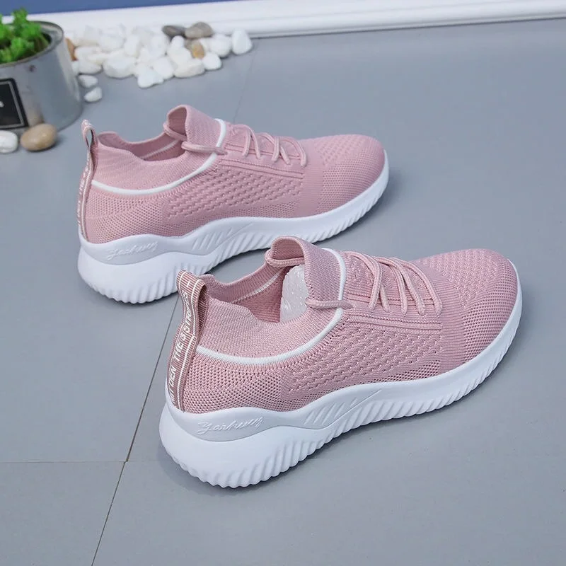 

Women's Sports Sneakers Breathable Leisure Spring Autumn 2022 Comfortable Running Shoes Woman Vulcanize Plus Size Flat Mesh