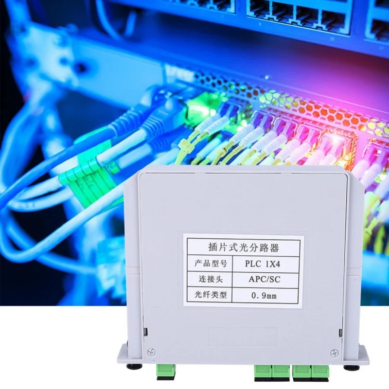 Фото Оптический сплиттер 1x4 с разъемом SC/APC, одномодовый, на основе PLC, модуль для оптоволокна №1