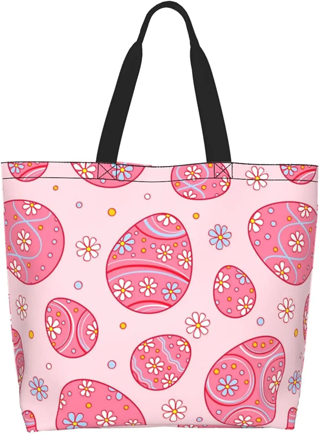 

Большая Сумка-тоут с пасхальными яйцами для женщин, многоразовая продуктовая моющаяся сумка для покупок, для пляжа, путешествий, шоппинга