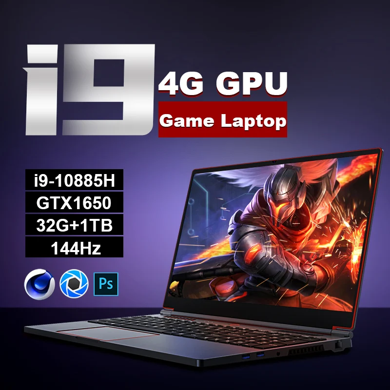 

16.1 Inch Gaming Laptop Intel Core i9-10885H Geforce GTX1650 4G GPU Gamer Notebook Computer Fingerprint Windows 10 Ultrabook