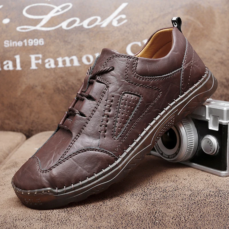 

High Quality Comfortable Business Shoes 2022 Summer New Men's Casual Shoes Genuine Leather Solid Color Handmade Large Size Shoes
