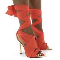 female high heels women roman sandals cloth solid color non slip increase lace bandage stiletto women sandals heels women