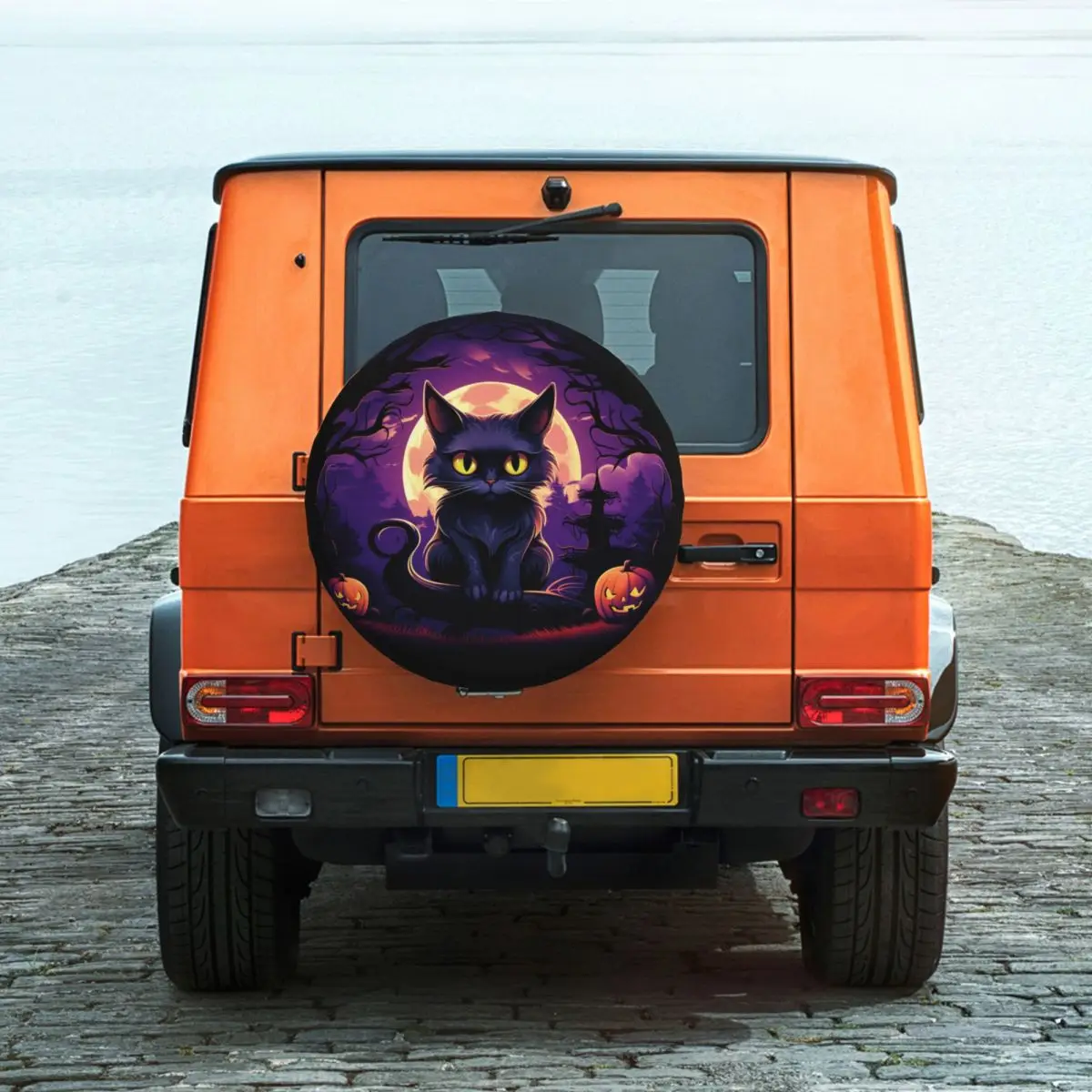 

Чехол для запасной шины в виде кошки на Хэллоуин, защищенный от атмосферных воздействий, универсальный чехол для трейлера, домов на колесах, внедорожника, грузовика, аксессуары для транспортных средств