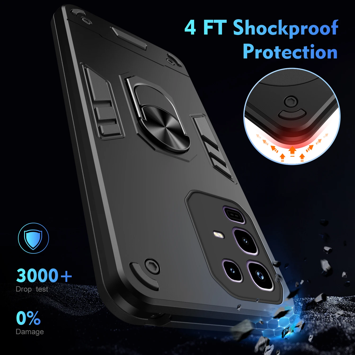 Фото Чехол военного класса для Infinix Note 50 Pro 4G Pro+ Plus 50x50s 5G, защитный чехол, противоударное кольцо-подставка, держатель Fundas Coque №4