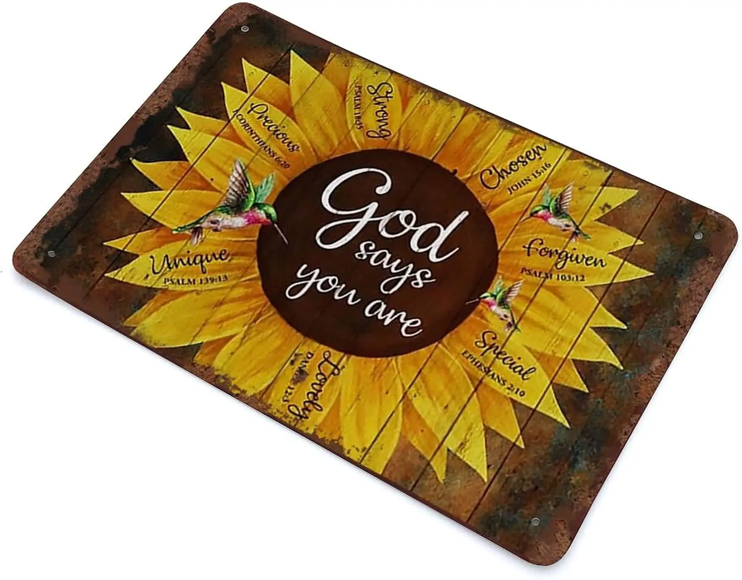 Жестяной знак с колибри и подсолнухом Бог говорит что вы жестяной надпись декор