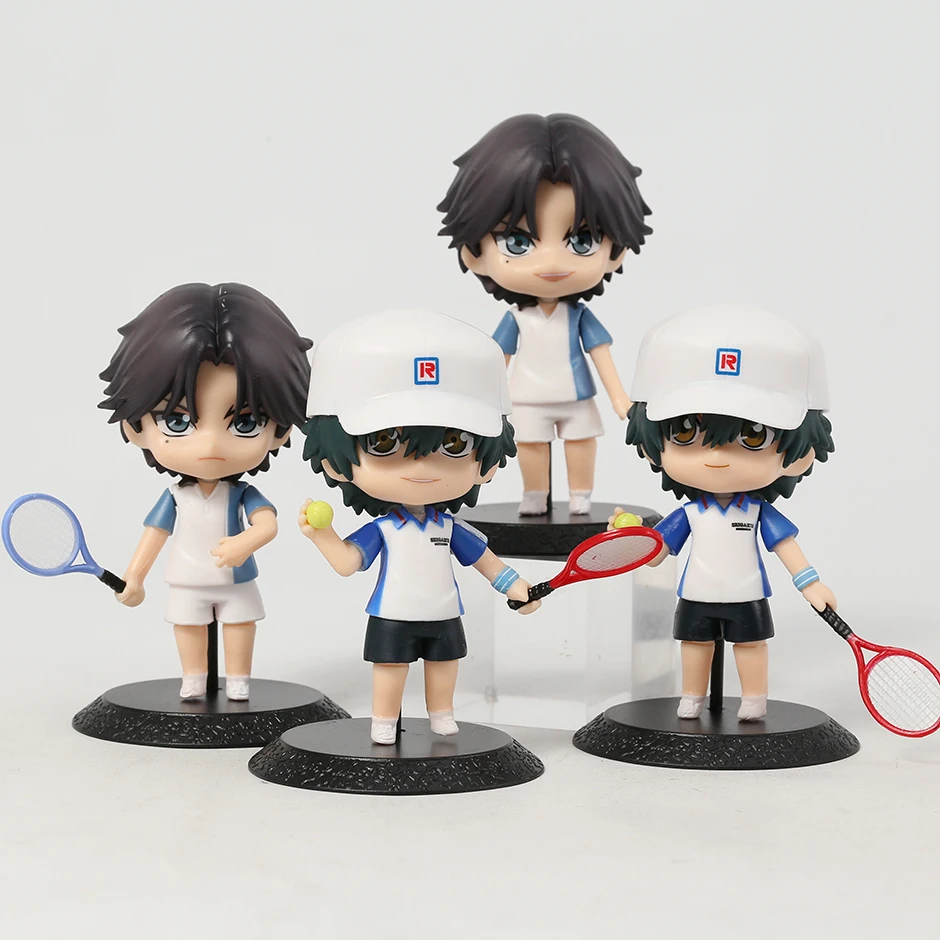 

4pcs Q Version Prince Of Tennis Ryoma Echizen Atobe Keigo PVC Model Dolls Toys Colletible Figurals