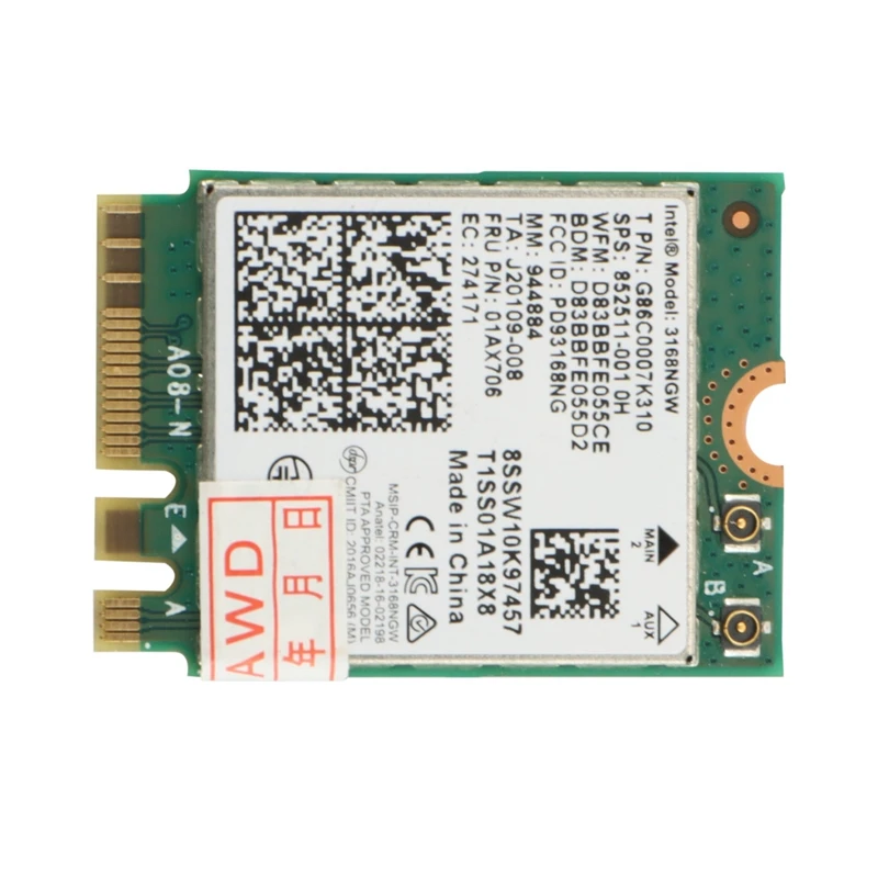 

Dual Band Wireless 600Mbps Wireless Network Wi-Fi Card Wifi Receiver 3168 AC 3168NGW NGFF M.2 802.11Ac