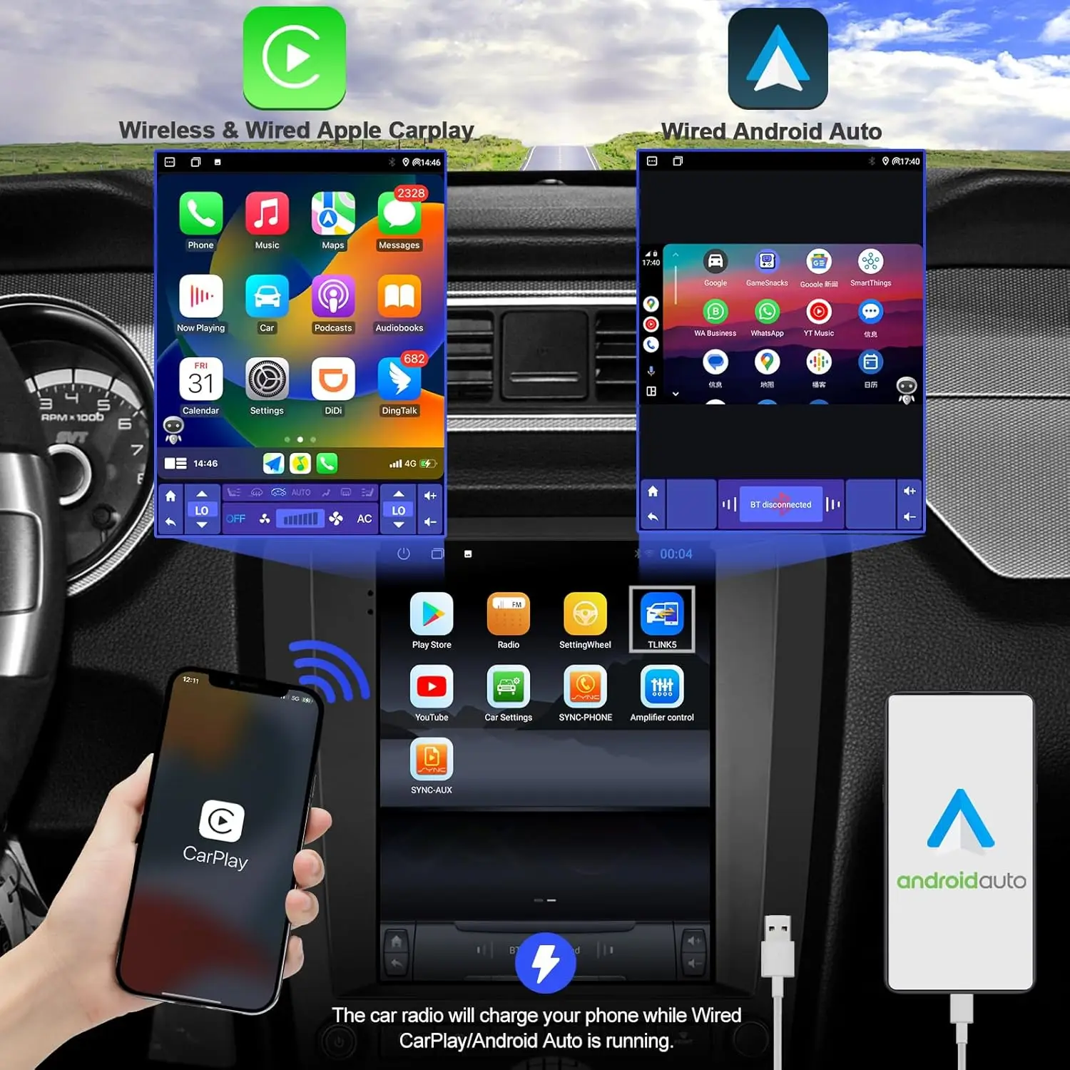 9 7-дюймовый автомобильный стерео радиоприемник для автомобильных игр и Android с