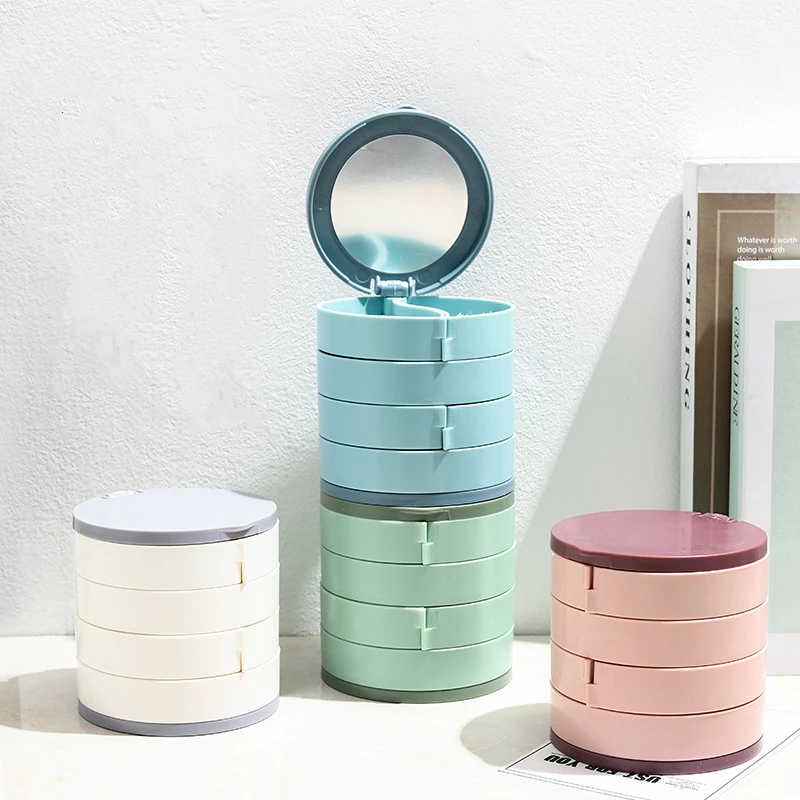 

Rotating Multi-layer Jewelry Box Earring Storage Box Hand Jewelry Stud Earrings Necklace Jewelry Holder Dustproof Box