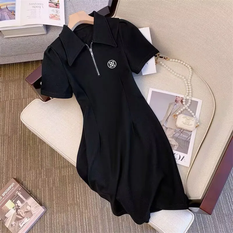 Embroidery LOGO Womens Golf Dress 2023 Summer Malbon New Lapel Dress Women's Casual Golf Clothing Golf T Shirt Womens Golf Wear