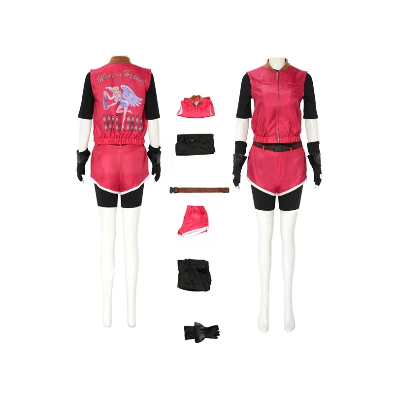 

Костюм для косплея игровой Клэр Редфилд, женская красная рубашка, жилет, шорты, перчатки, пальто, наряды для женщин и девушек, костюм для косплея на Хэллоуин