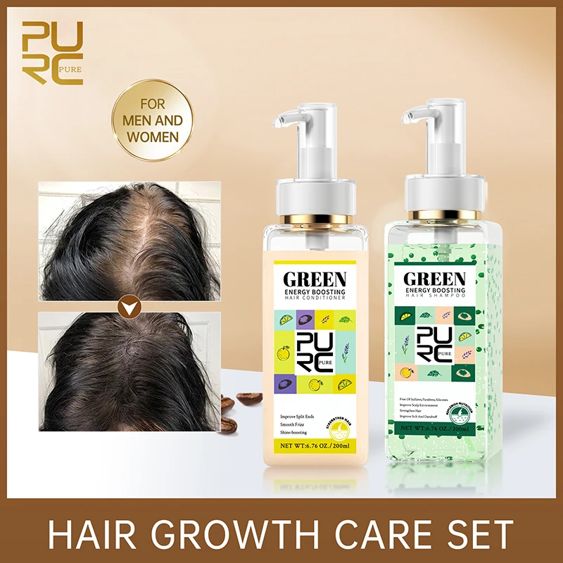 

PURC Hair Shampoo Conditioner Set Thicken Strengthen Smooth Hair Root Scalp Cleaning Treatment Anti Itch Dandruff Shiny 200ml