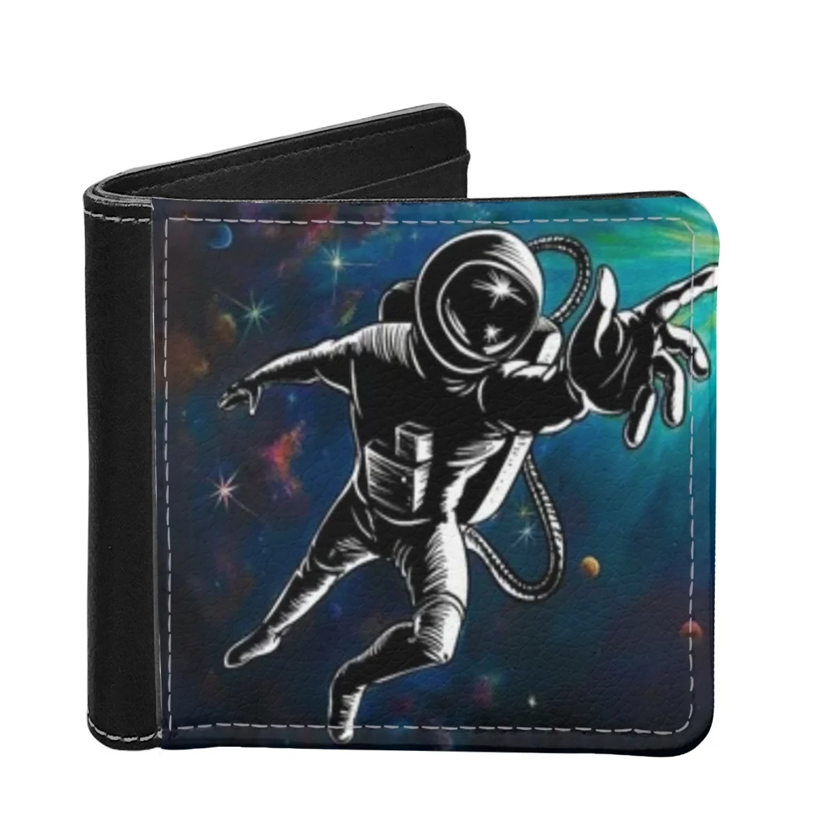 

Galaxy Astronaut Print Portable Purse for Men Creative DIY Design Cool Zipper Mens Money Wallet Teenage Birthday Gift Small Bags