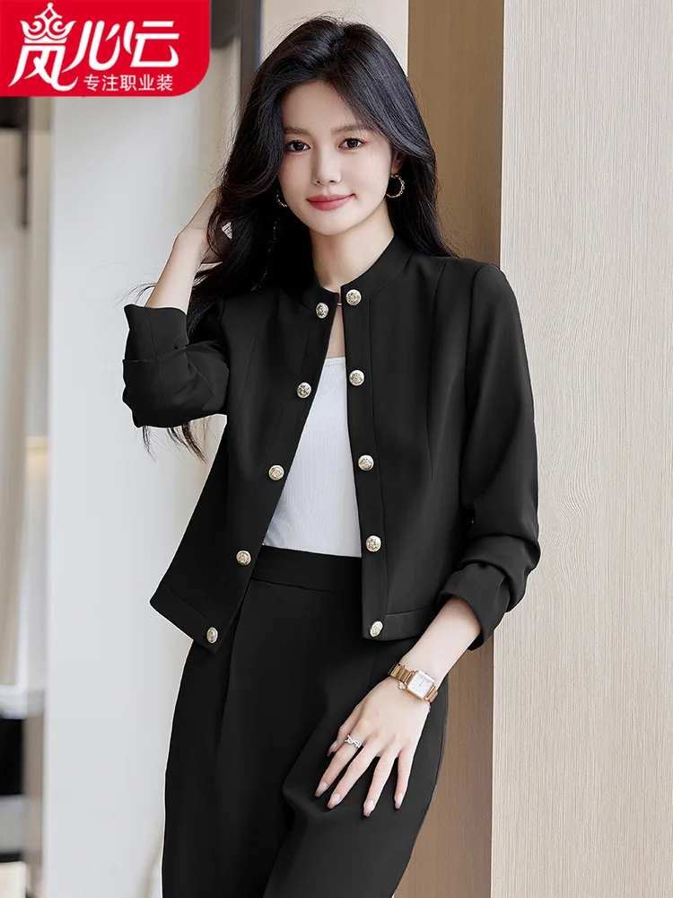 Костюм 2024 тонкий костюм без воротника для женщин весенний Элегантный женский