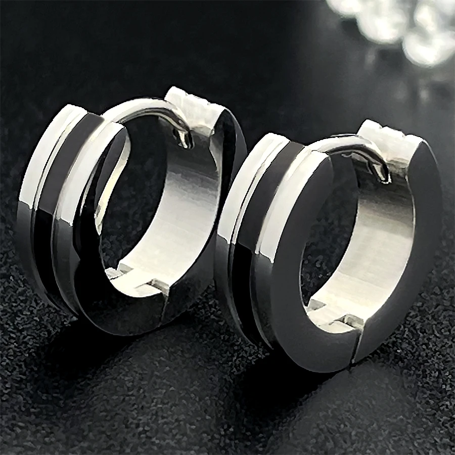 Серьги-гвоздики из нержавеющей стали чёрно-белые