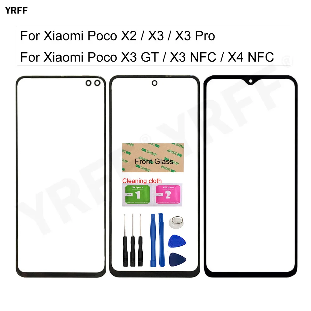 

Передняя стеклянная панель для Xiaomi Poco X2 X3 Pro, для Xiaomi Poco X3 GT X4 NFC, сенсорная панель (без сенсорного экрана), запчасти для ремонта телефонов