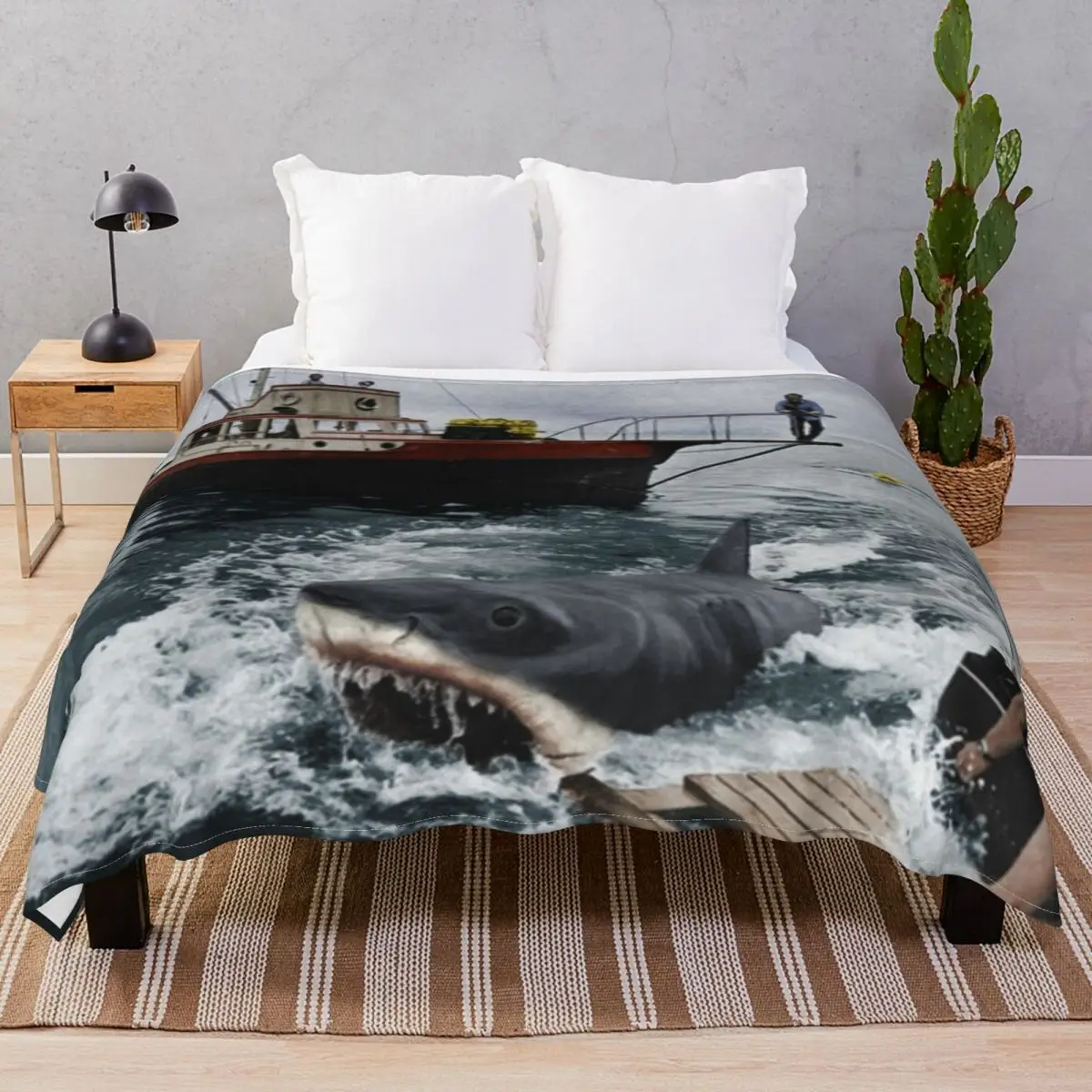 Jaws Photography Blanket Fleece Decoration Warm Unisex Throw Blankets for Bedding Sofa Travel Office