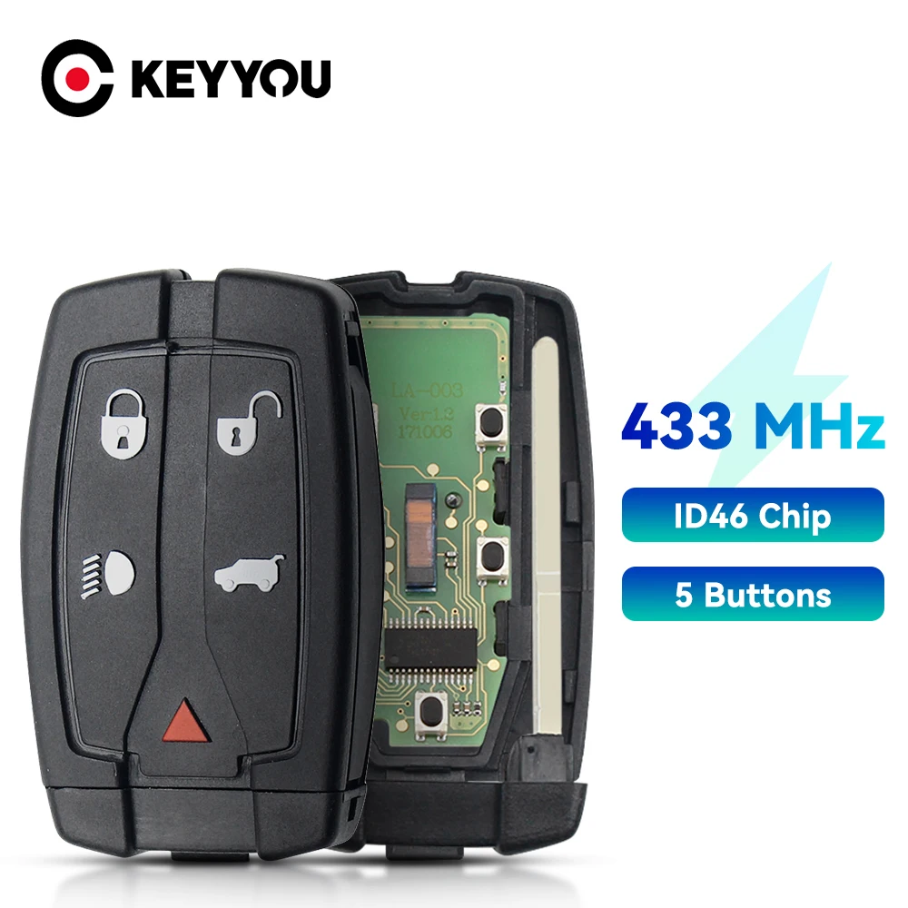 KEYYOU For Land Rover Freelander 2 Smart Remote Control Car Key Cover Case Fob 433 Mhz  5 Buttons With Small Uncut Blade