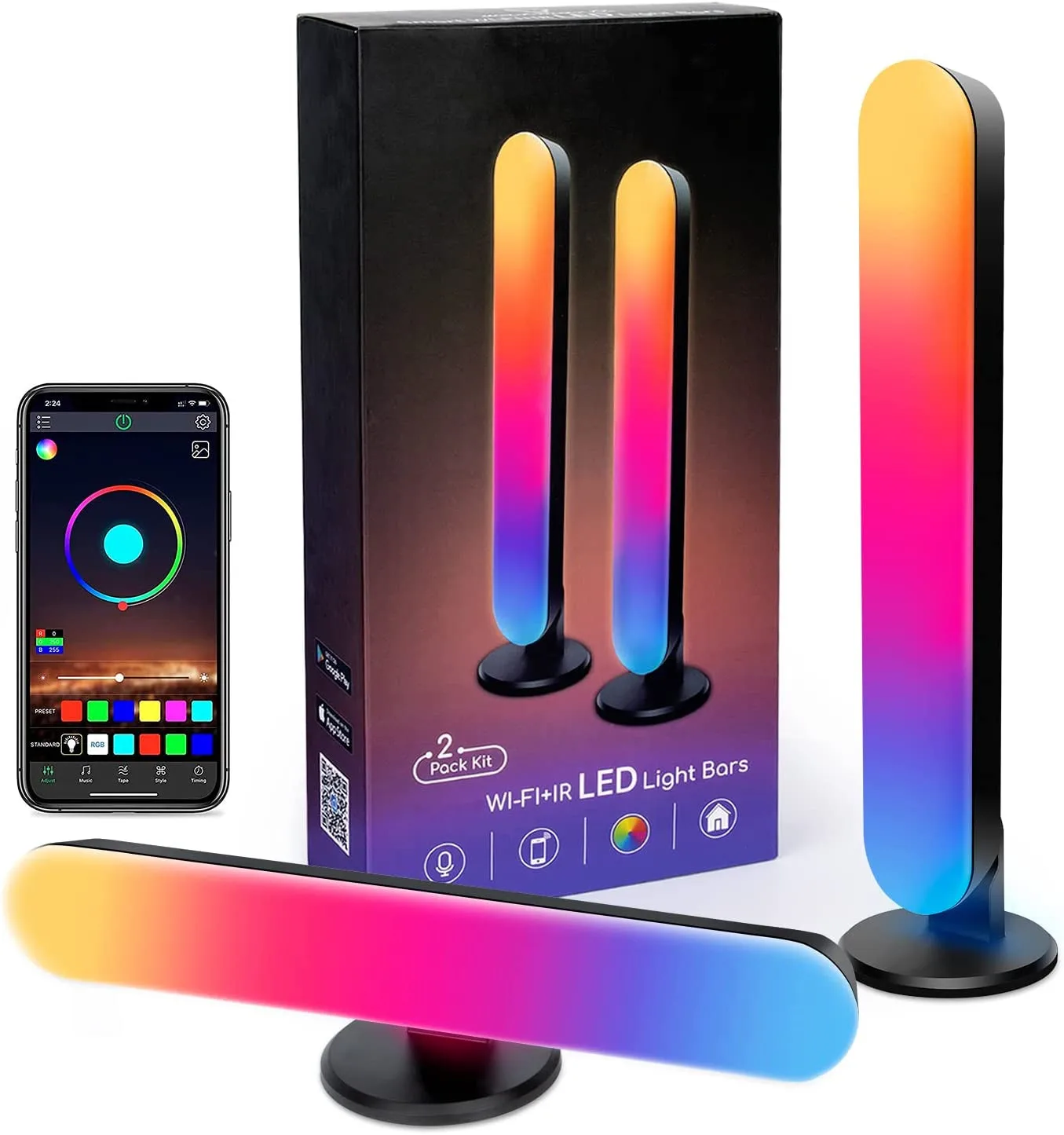 

Smart Wifi LED RGB Light Bars APP Control Atmosphere Lamp Music Sync Ambient Night Lights TV PC Game Room Decor Desktop Lamp