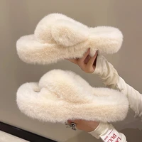womens slippers autumn winter wool warm women shoes outdoor leisure furry slides woman fashion flat non slip ladies slippers 41