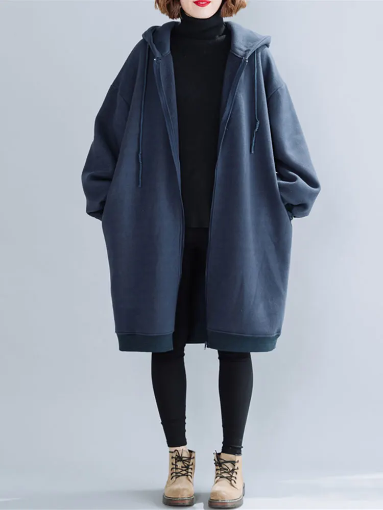 Толстовка с капюшоном больших размеров кардиган верхняя одежда женская средней