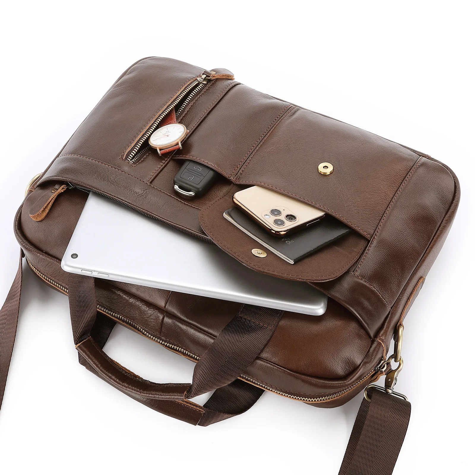Men Leather Briefcase Handbags Business Bag Genuine Leather Portfolio Men Briefcase Male Laptop Bag Office