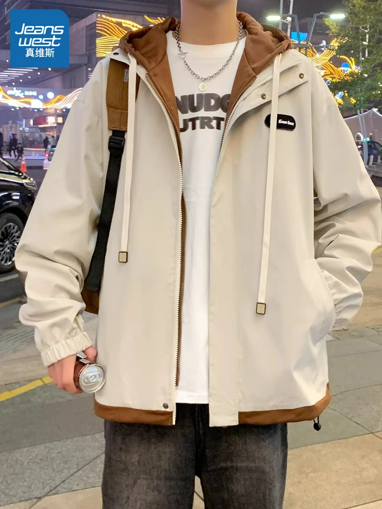 Zhenvis Jacket Outerwear Men's Spring and Autumn 2024 New Fashion Brand Fake Two Pieces Winter Cargo