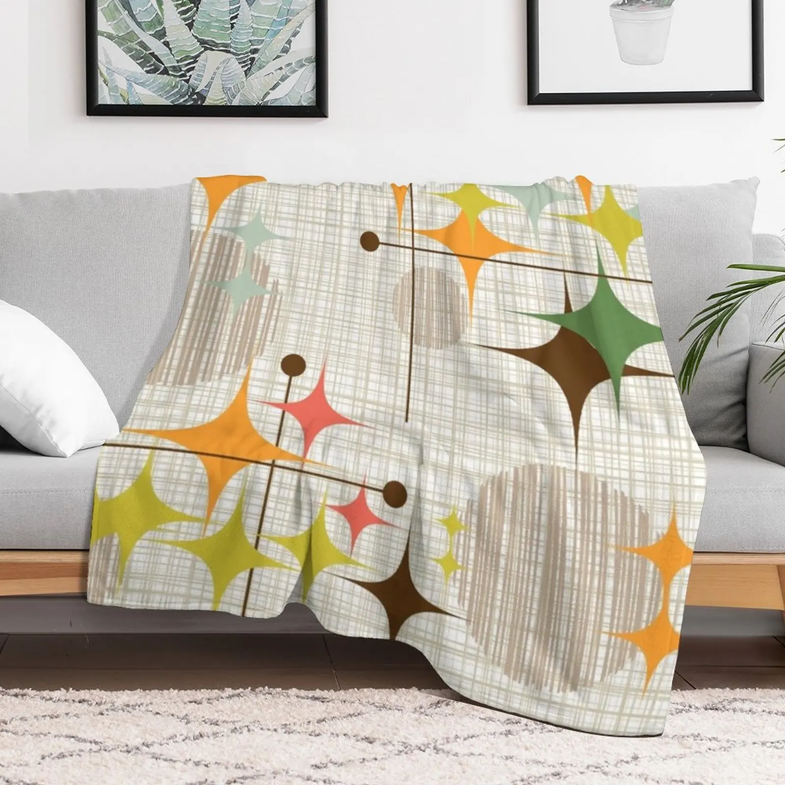 Плед Eames Era Starbursts and Globes 3 (bkgrnd) Фланелевое роскошное одеяло Теплые красивые одеяла