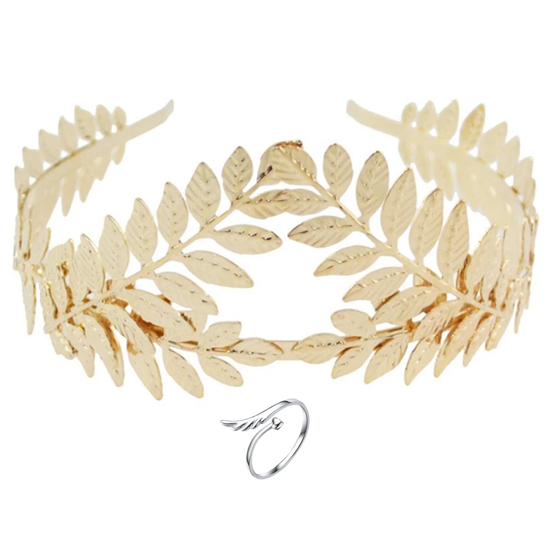 

Jewelry -Women's Ring With Gold Leaf Style Wedding Party Bridal Tiara