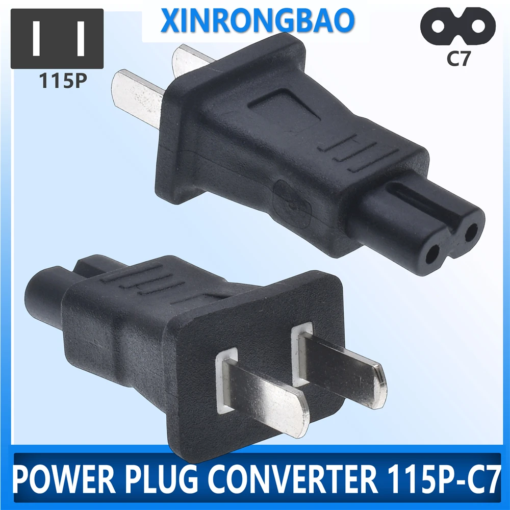 1 шт. IEC 320 2-контактный C7 разъем на 1-15P штекер США NEMA/Китай прямоугольный адаптер питания переменного тока преобразователь C7 разъем к NEMA 1-15P BK