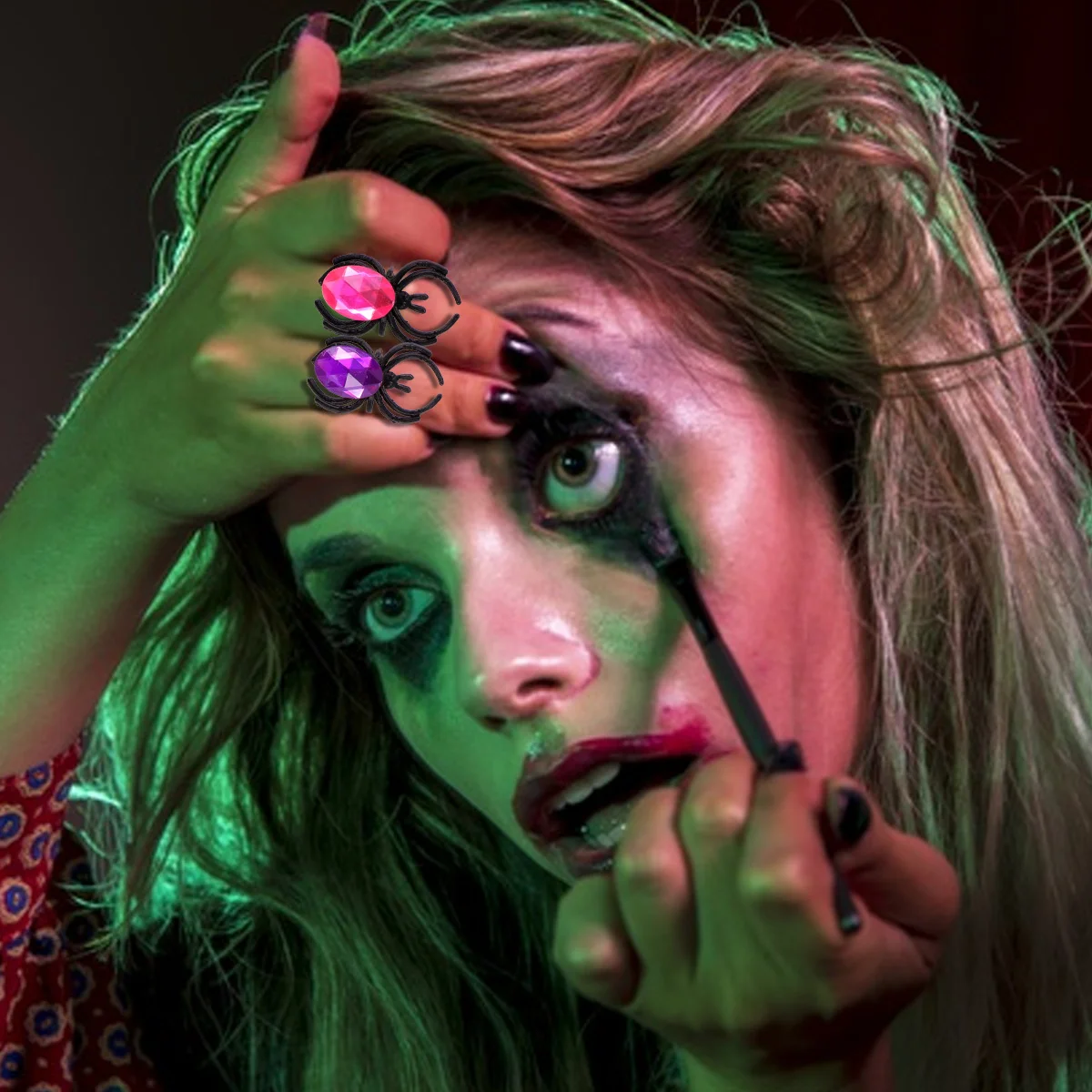 

50pcs Halloween Spider Rings Halloween Rings Holiday Party Favors Plastic Rings