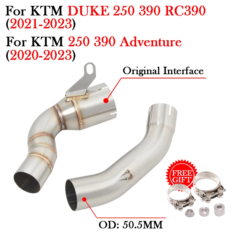 

Slip-On Motorcycle Exhaust Escape Moto Delete Catalyst Middle Link Pipe For KTM DUKE 250 390 Adventure RC390 2020 2021 2022 2023