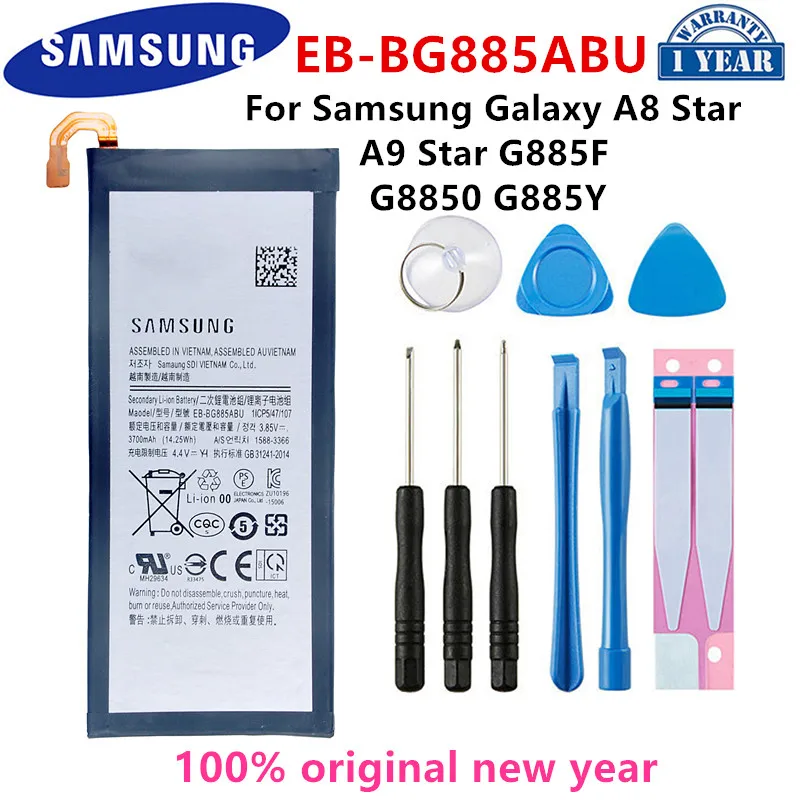 

SAMSUNG Orginal EB-BG885ABU 3700mAh Replacement Battery For Samsung Galaxy A8 Star A9 Star SM-G885F/Y G8850 Batteries+Tools Kits