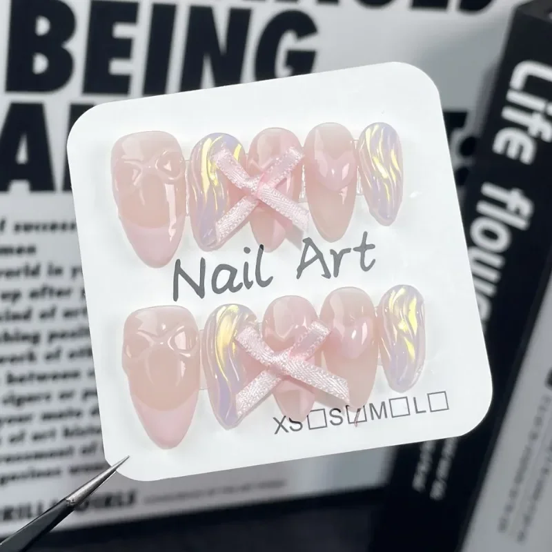 Искусственные ногти Аврора Розовый миндаль ручная работа пресс на 10 шт.